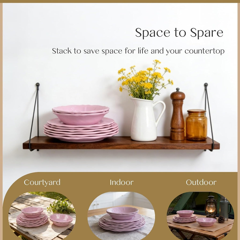 DISHFRONT 9-Inch Melamine Plates Set of 4 – Durable Lightweight Dinner Plates for Everyday Dining, Indoor & Outdoor Use
