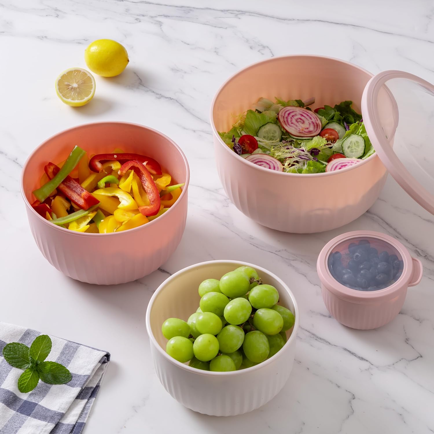 DISHFRONT Prep Bowls with Lids Set – 6-Piece Food Storage Bowl Collection, BPA-Free, Microwave & Dishwasher Safe