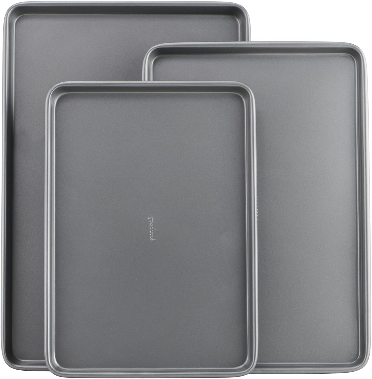 DISHFRONT Nonstick Baking Sheet Set – 3-Piece Heavy-Duty Steel Cookie & Baking Pan Set