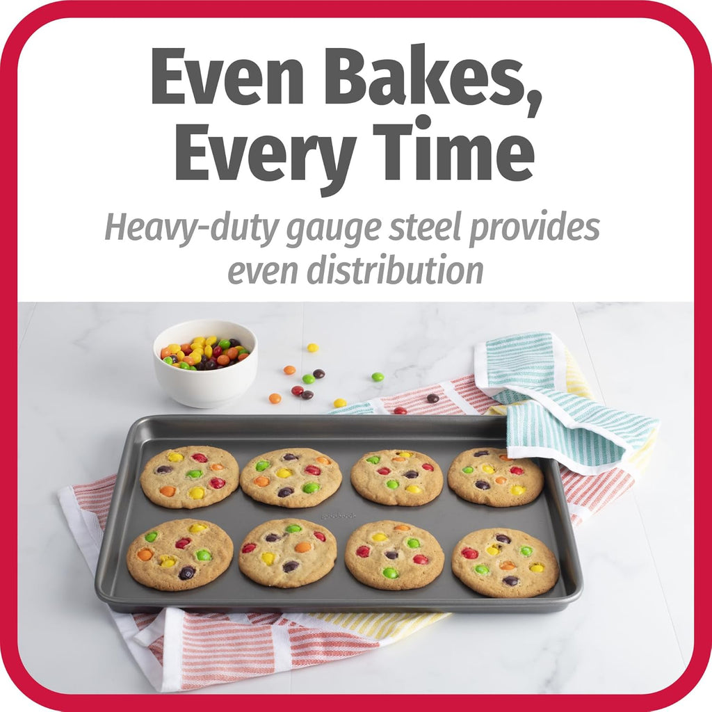 DISHFRONT Nonstick Baking Sheet Set – 3-Piece Heavy-Duty Steel Cookie & Baking Pan Set