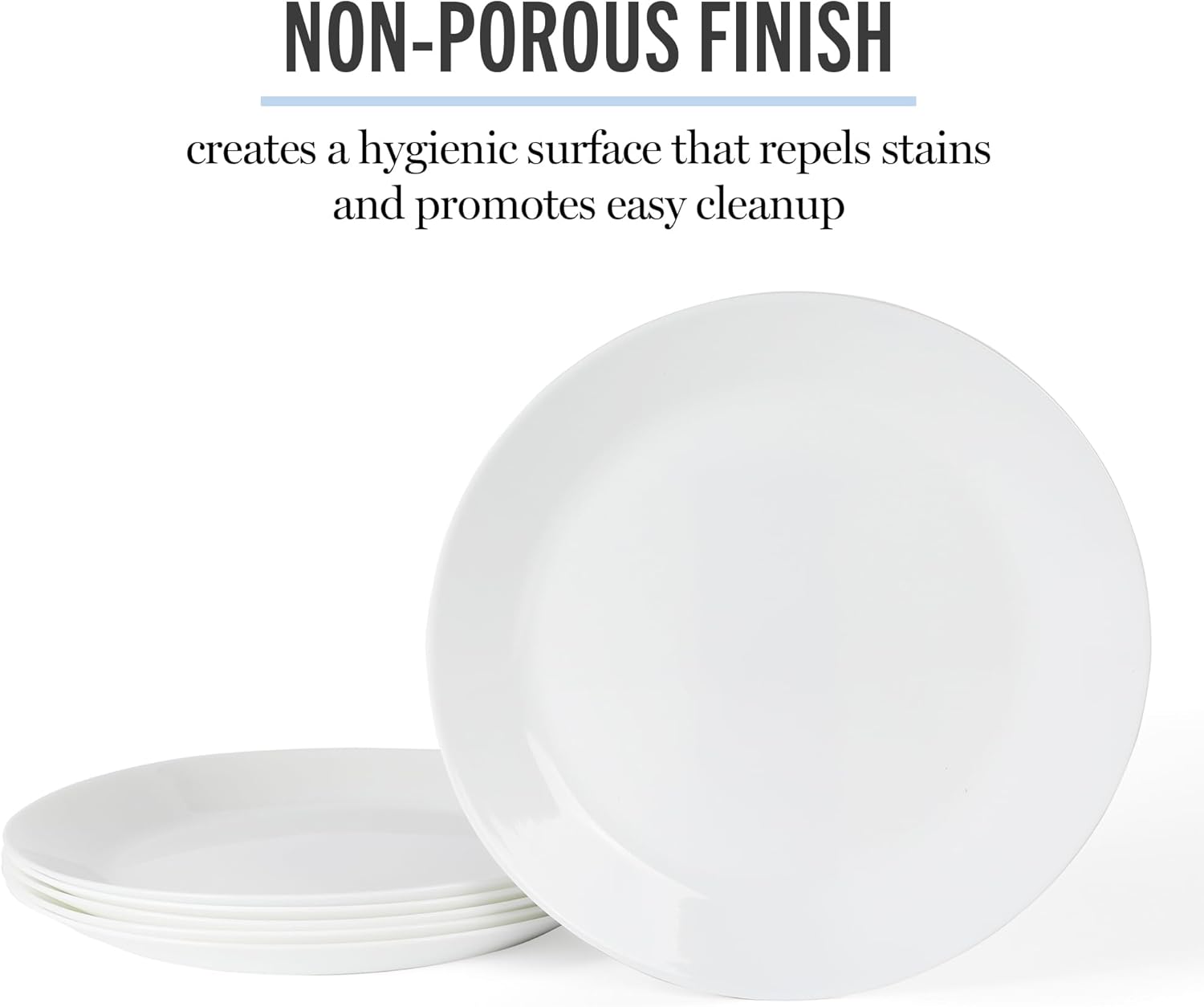 DISHFRONT3 Opalton Dinner Plates 6-Piece 10-Inch Plate Set – Elegant Everyday Dining Plates