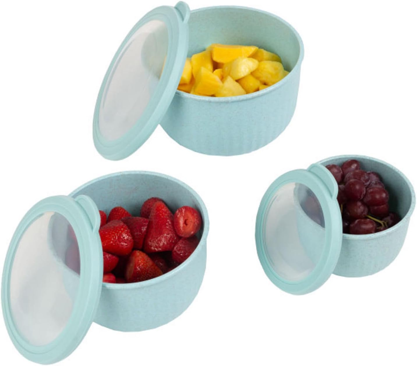 DISHFRONT Set of 3 Bowls with Lids – Microwave & Freezer Safe Food Storage Bowl Set