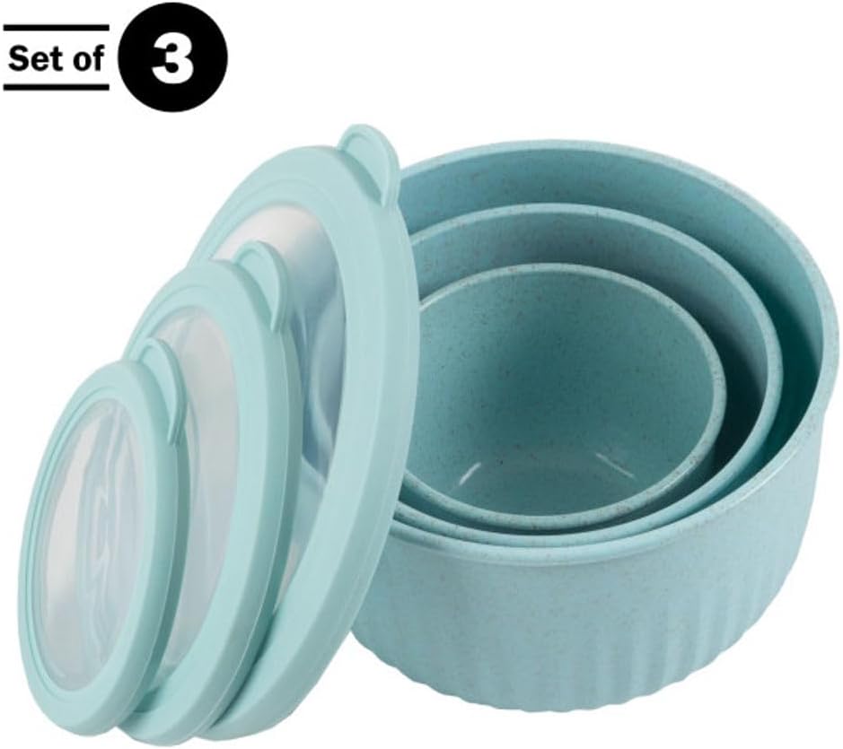 DISHFRONT Set of 3 Bowls with Lids – Microwave & Freezer Safe Food Storage Bowl Set