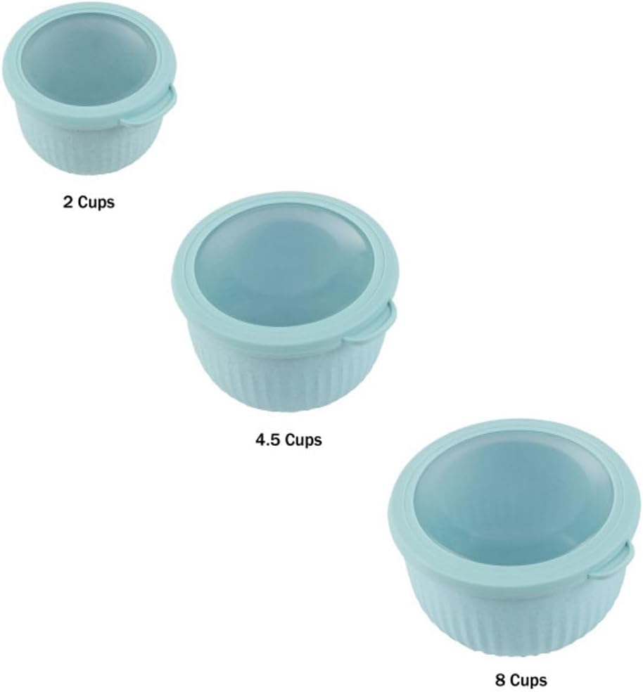 DISHFRONT Set of 3 Bowls with Lids – Microwave & Freezer Safe Food Storage Bowl Set